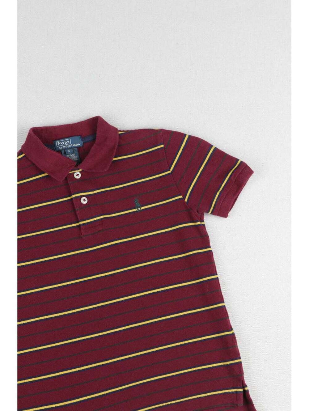 00s Polo Ralph Lauren Kids Burgundy Stripe Short Sleeve Polo